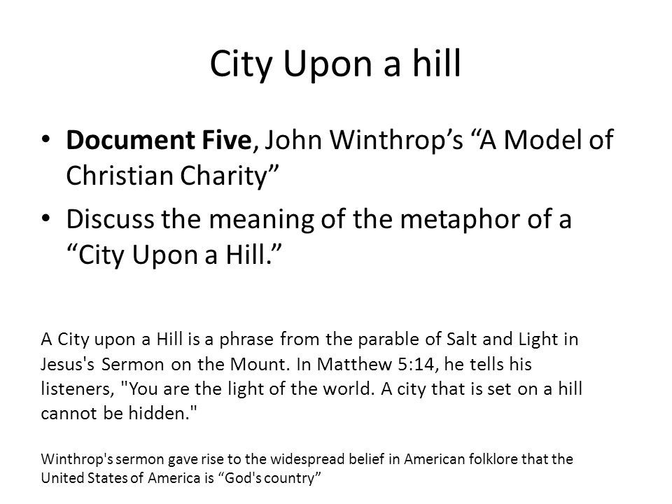 “The City upon a Hill” by John Winthrop: what is it about?